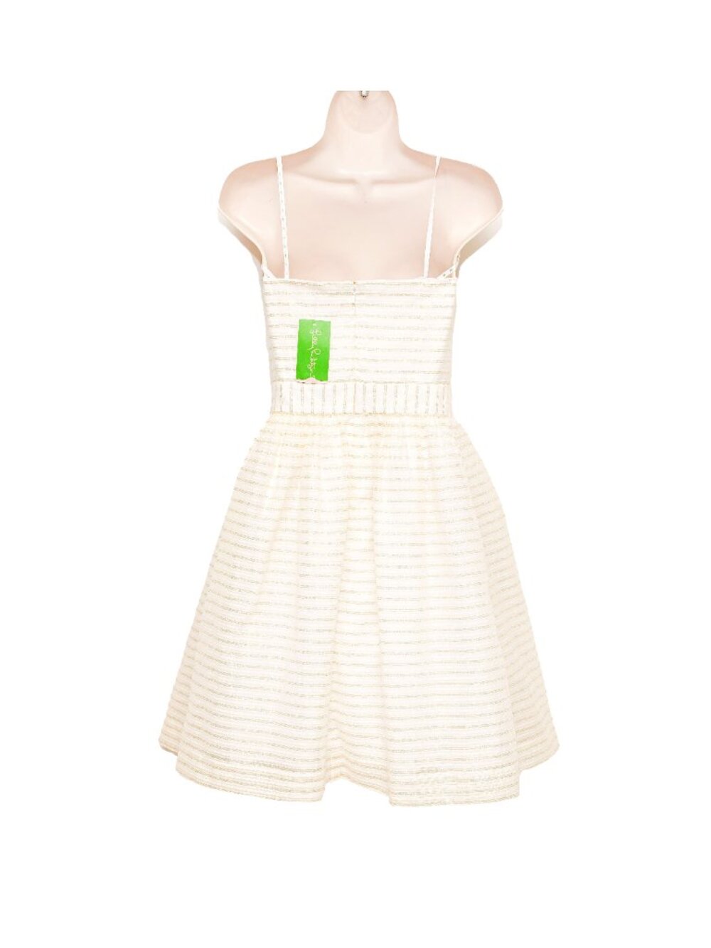 LILLY PULITZER Kerry White W Metallic Gold Strapless Sweetheart Mini Dress Sz 4 - Picture 9 of 11